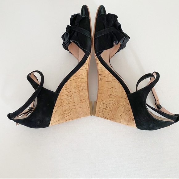 Kate Spade Dawson Black Wedge Sandals - 6 - Picture 9 of 13